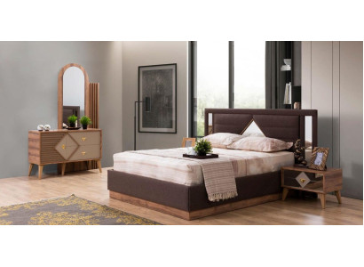 Set Bed Chest of drawers Bedroom 2x Bedside table Beds Complete Set Wood Furniture 4 pcs
