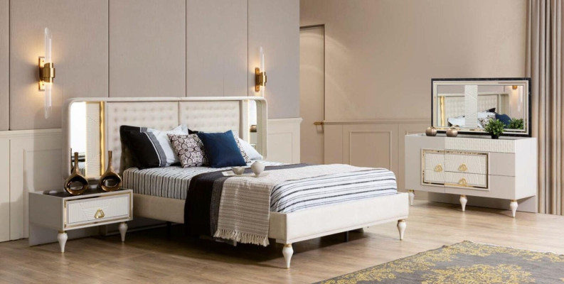 Bed Chest of drawers 2x Bedside tables 4 pcs Bedroom Set Furniture Modern Luxury Beds new