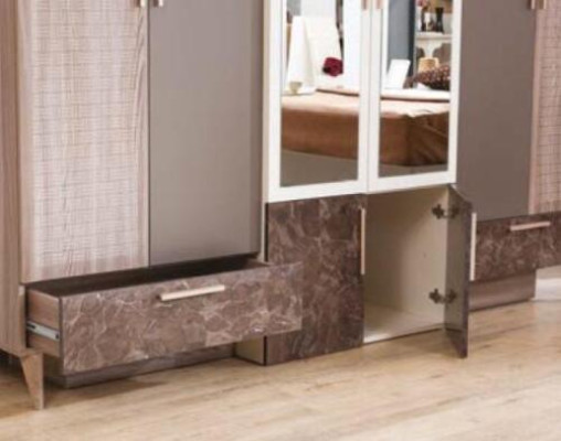 Bedroom Bed Bedside table Wardrobe Chest of drawers Mirror Luxury 5pcs