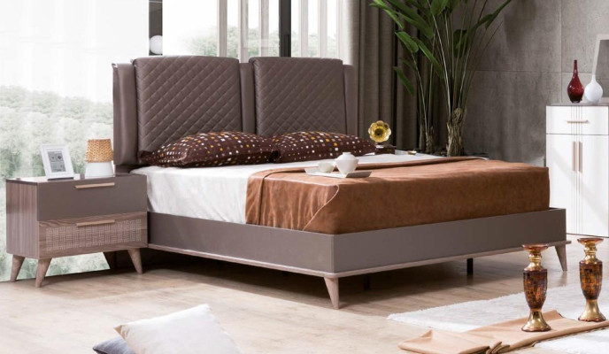 Bedroom Bed Bedside table Wardrobe Chest of drawers Mirror Luxury 5pcs
