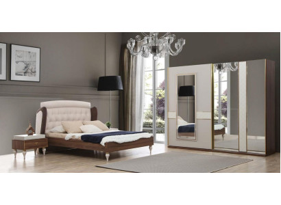 Bed Bedroom Design Furniture Luxury 2 Bedside tables 4-piece Wardrobe