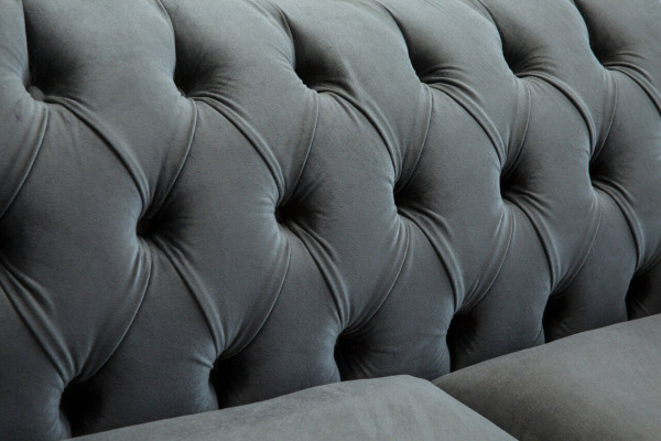 Chesterfield Original Sofa Textile Sofas Couches Fabric Gray 200cm Couch