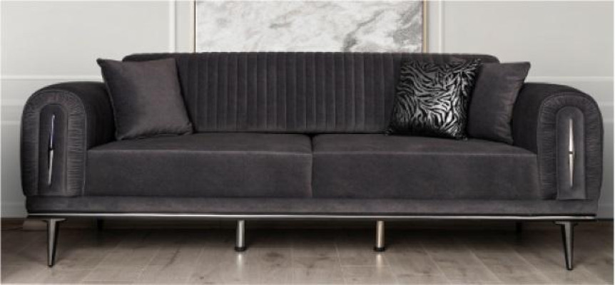 Three Seater Couch Upholstery Furnishings 3 Seat Place Couches Sofa Black Furniture