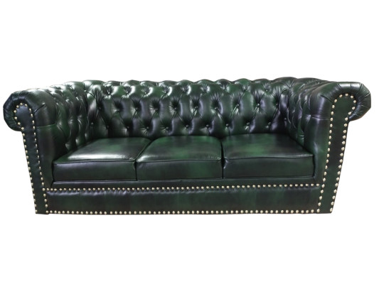 Chesterfield Sofa Three Seater Genuine leather Couch Green Leather Sofa 230cm Furniture