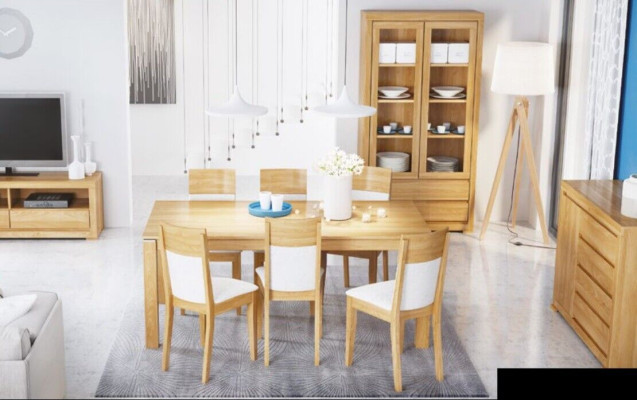 Dining table Wood Chairs 6x Armchair Group Dining room Chair Set Table new Suite