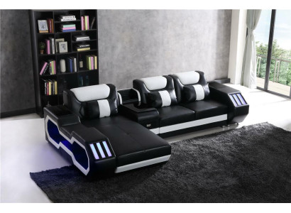 Sofa LED Lighted Corner sofa Living room Leather Couch Seat Upholstery
