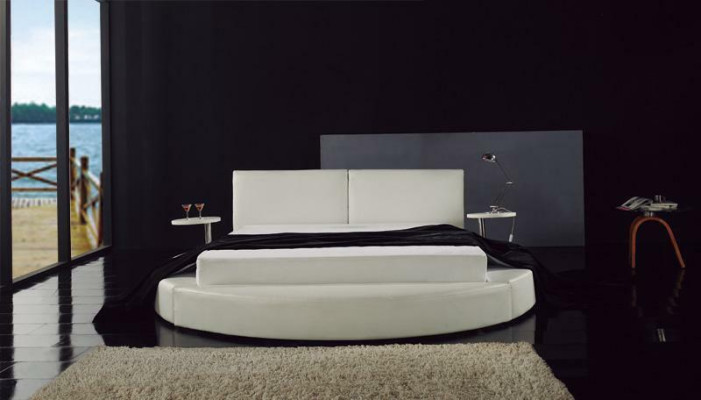 Round Bed Modern Design Luxury Upholstery Round Beds Textile Fabric