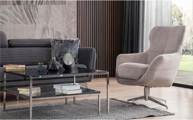 Swivel Armchair Relax Club Sofa Single Seater Couch Upholstery Furniture Beige