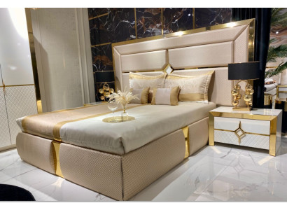 Luxury Bedroom Bedside table Beds Bed 3pcs. Complete Set Design Furnishings