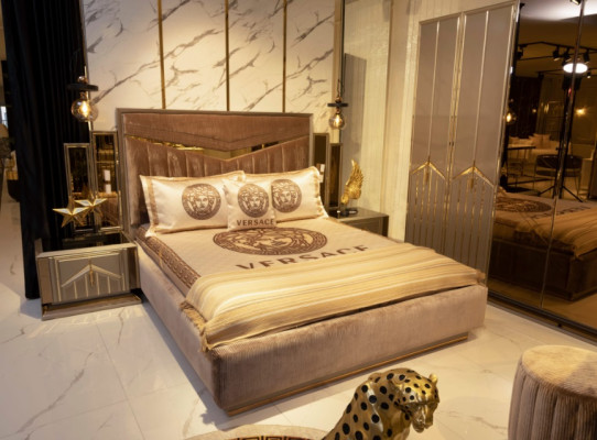 Bedroom Bed 2x Bedside tables Luxury Beds Set Complete Design Furniture 3pcs.
