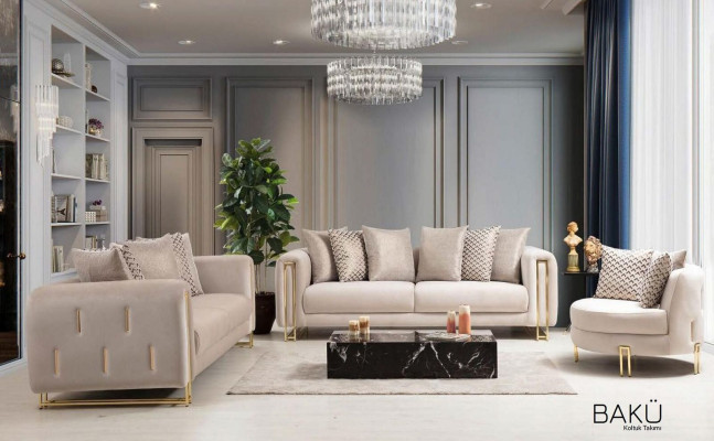 Design Textile 3 Seater White Elegant Modern Sofa Upholstery Couch new Living room