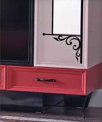 Children Bedroom Red Black Classic Complete room Wardrobe Bed