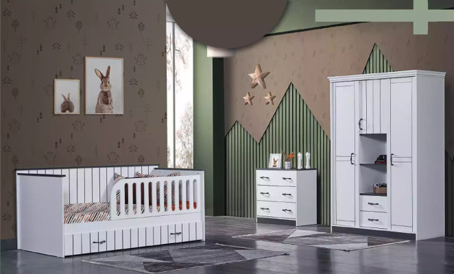 Toddler Childrens room Bedroom Bed Chest of drawers Wardrobe 3pcs.