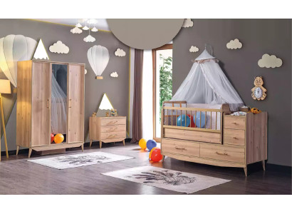 Infant Bedroom Complete room Baby Bed Wardrobe Chest of drawers 3pcs.