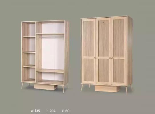 Luxury Childrens room Chesterfield Bed Desk Wardrobe 3pcs. set