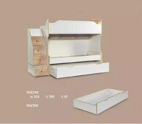 Childrens room Bunk bed Loft bed Set Desk Wardrobe 3pcs.