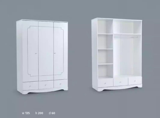 Infant Room Childrens room Bed White Bedroom Baby Wardrobe Chest of drawers 3pcs.