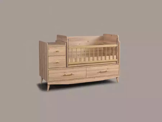 Childrens bed Infant Baby Beds Toddler Wooden bed Brown with shelves