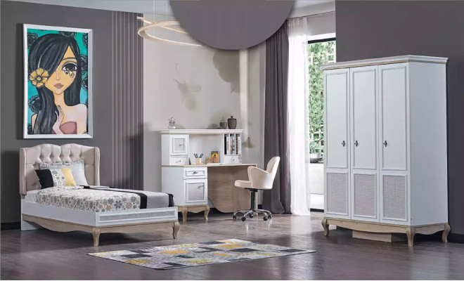 Bed design Chesterfield youth bed wooden furniture with soft padding 120x200cm