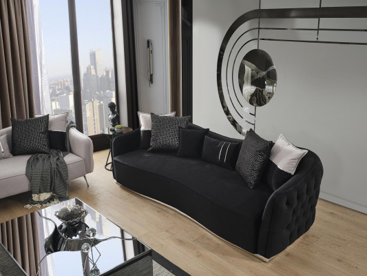 Four Seater Sofa 4 Seater Sofas Modern Design Fabric Polyester Black