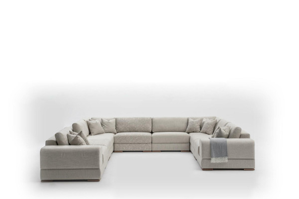 Corner sofa U-shape Gray Sofa Couch Luxury Design Furniture Living landscape Fabric
