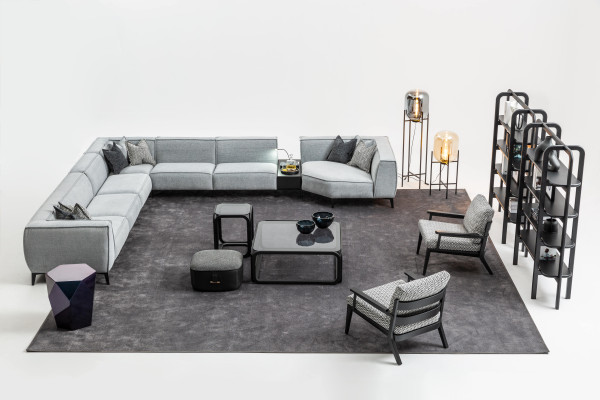 Corner sofa Couch Upholstery Furniture U-shape Living landscape with Armchair Gray Couches