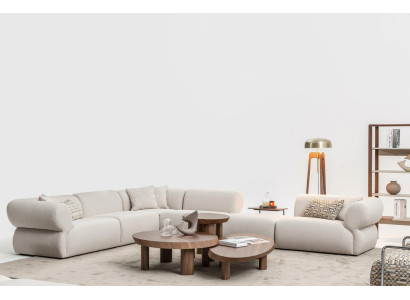 Cozy corner sofa L-shape beige upholstered sofa Living landscape Couch new