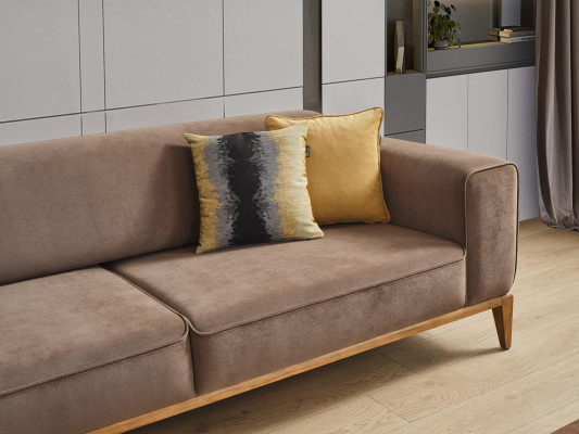 Four Seater Sofa 4 Seater Sofas Fabric Brown Living room Luxury Modern