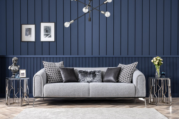 Three Seater Sofa 3 Seater Sofas Seat Fabric Gray Living room Modern Luxury
