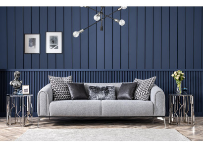 Three Seater Sofa 3 Seater Sofas Seat Fabric Gray Living room Modern Luxury