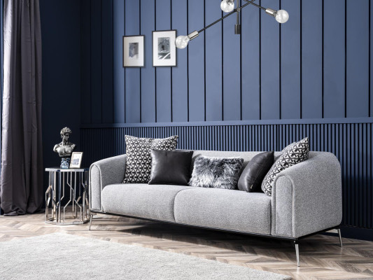 Three Seater Sofa 3 Seater Sofas Seat Fabric Gray Living room Modern Luxury
