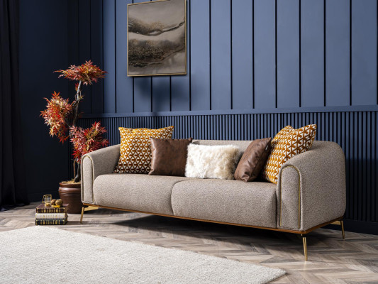 Three Seater Sofa 3 Seater Sofas Design Modern Fabric Gray Living room