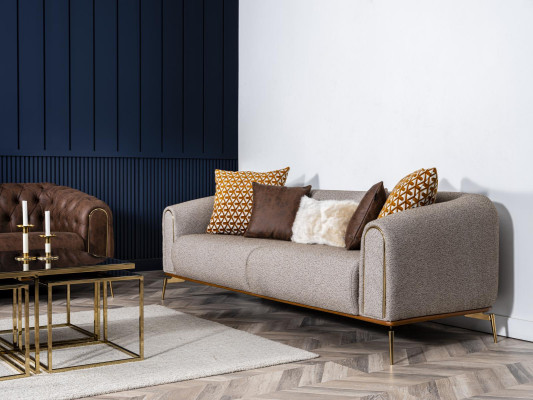 Three Seater Sofa 3 Seater Sofas Design Modern Fabric Gray Living room