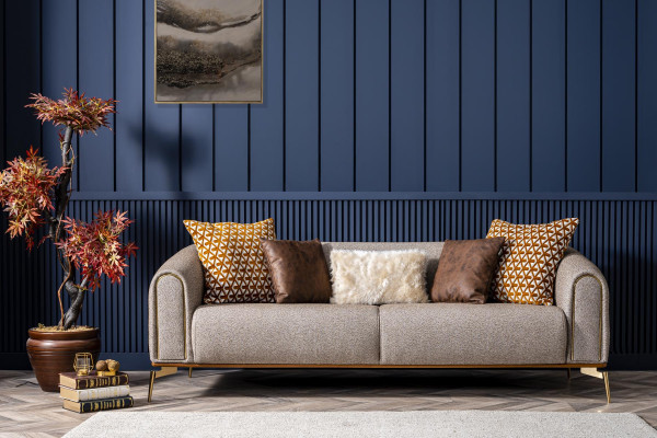 Three Seater Sofa 3 Seater Sofas Design Modern Fabric Gray Living room