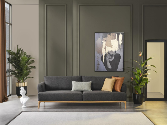 Four Seater Sofa 4 Seater Sofas Modern Design Fabric Polyester Gray new