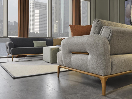Modern Three Seater Sofa 3 Seater Sofas Design Gray Modern Fabric Polyester new