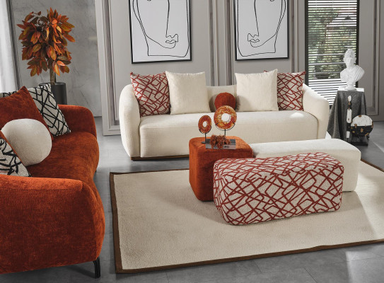 Stool 3x Stool Pouf Puff Seat Pouf Textile Fabric Footstool Living room