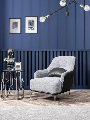 Armchair Wing Chair Modern Fabric Living room Polyester Gray Design Seat