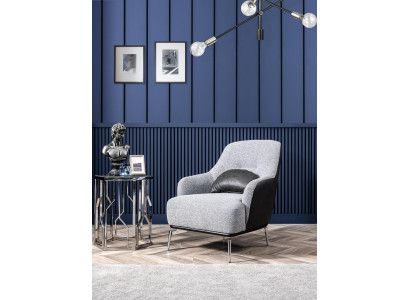 Armchair Wing Chair Modern Fabric Living room Polyester Gray Design Seat