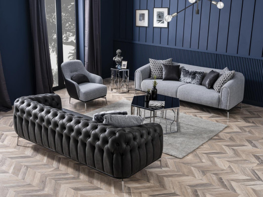 Armchair Wing Chair Modern Fabric Living room Polyester Gray Design Seat