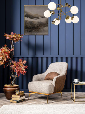 Armchair Wing Chair Modern Fabric Living room Polyester Gray Design Seat