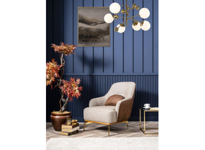 Armchair Wing Chair Modern Fabric Living room Polyester Gray Design Seat