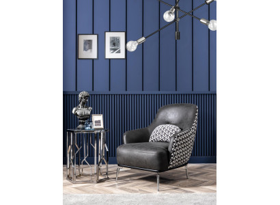 Armchair Wing Chair Imitation leather Living room Polyester Design Black