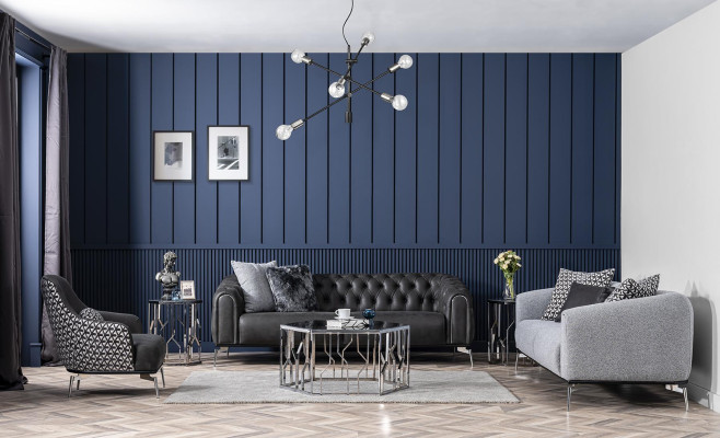 Armchair Wing Chair Imitation leather Living room Polyester Design Black