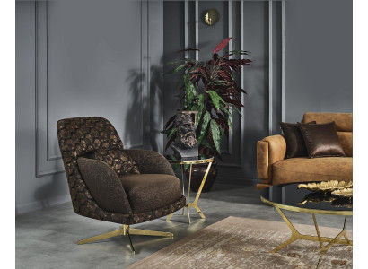 Armchair Wing Chair Cocktail Chair Fabric Living room Polyester Brown