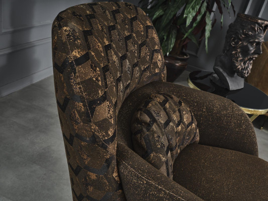 Armchair Wing Chair Cocktail Chair Fabric Living room Polyester Brown