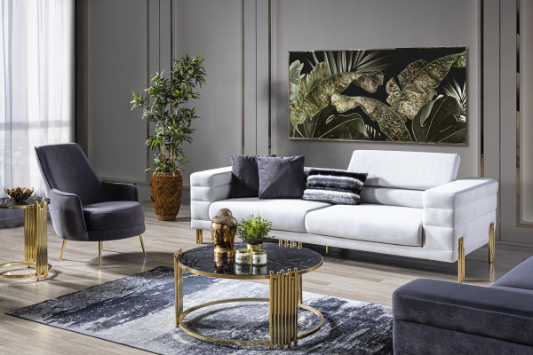 Armchair Wing Chair Cocktail Chair Fabric Living room Polyester Gray Seat