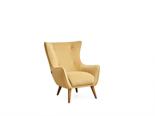 Armchair Wing Chair Cocktail Chair Fabric Living room Polyester Yellow Seat