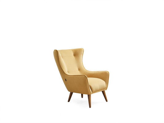 Armchair Wing Chair Cocktail Chair Fabric Living room Polyester Yellow Seat