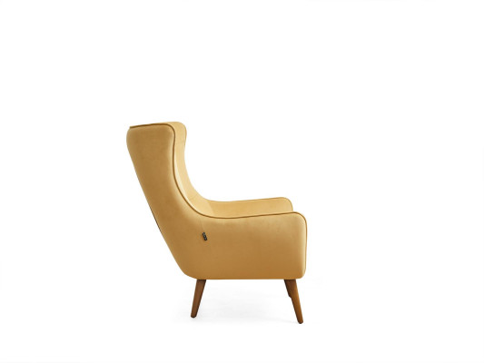 Armchair Wing Chair Cocktail Chair Fabric Living room Polyester Yellow Seat